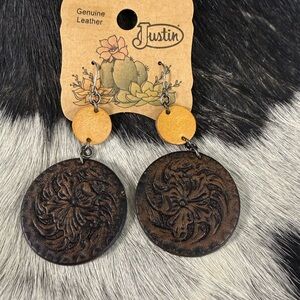 Justin Boots Brown and Tan Leather Earrings